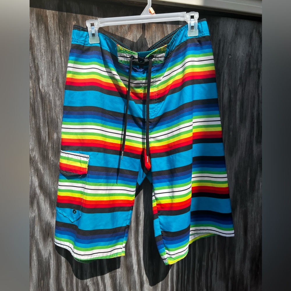 swim trunks XL colorful striped boys